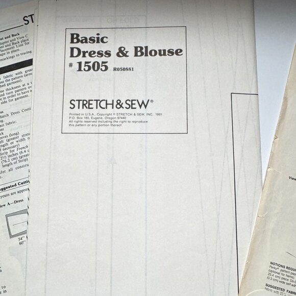 Vtg 70s Stretch & Sew Sew Pattern1505 Dress Blouse/ 700 Pants Shorts Bust UNCUT - Picture 11 of 16